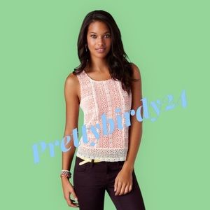 Retro AEO Crochet Overlay Sleeveless Blouse